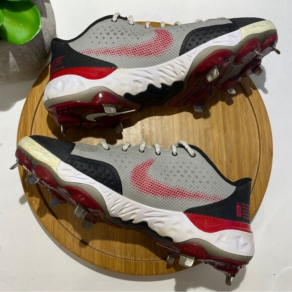 Nike React Alpha Huarache Elite 3 Lo Baseball Cleats 9 Men's Grey Red Sneaker - Picture 7 of 10